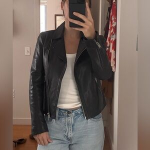 NWT All Saints black dalby soft leather biker jacket